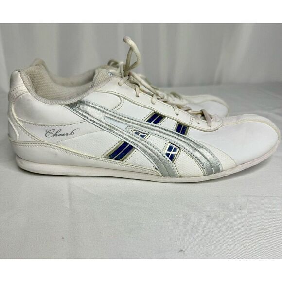 ASICS Cheer 6 Women's Cheerleading Shoe Q261Y Size 8.5 White W/Blue Color Swatch - Picture 3 of 11